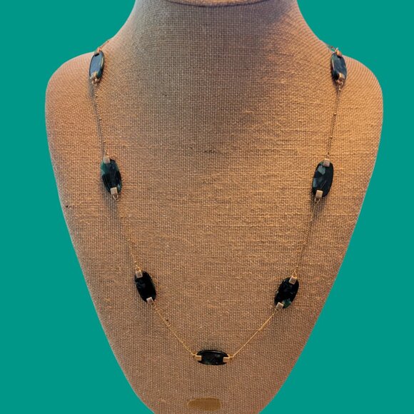 Jewelry - Marbled Blue/Green Beaded Long Necklace